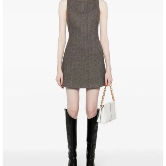 Reformation Willene Sleeveless Wool Mini Dress Size 10 Brown - Picture 1 of 4